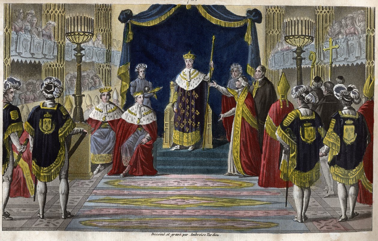 Karol X (1757-1836) został koronowany na króla w Reims 6 maja autorstwa Ambroise Tardieu