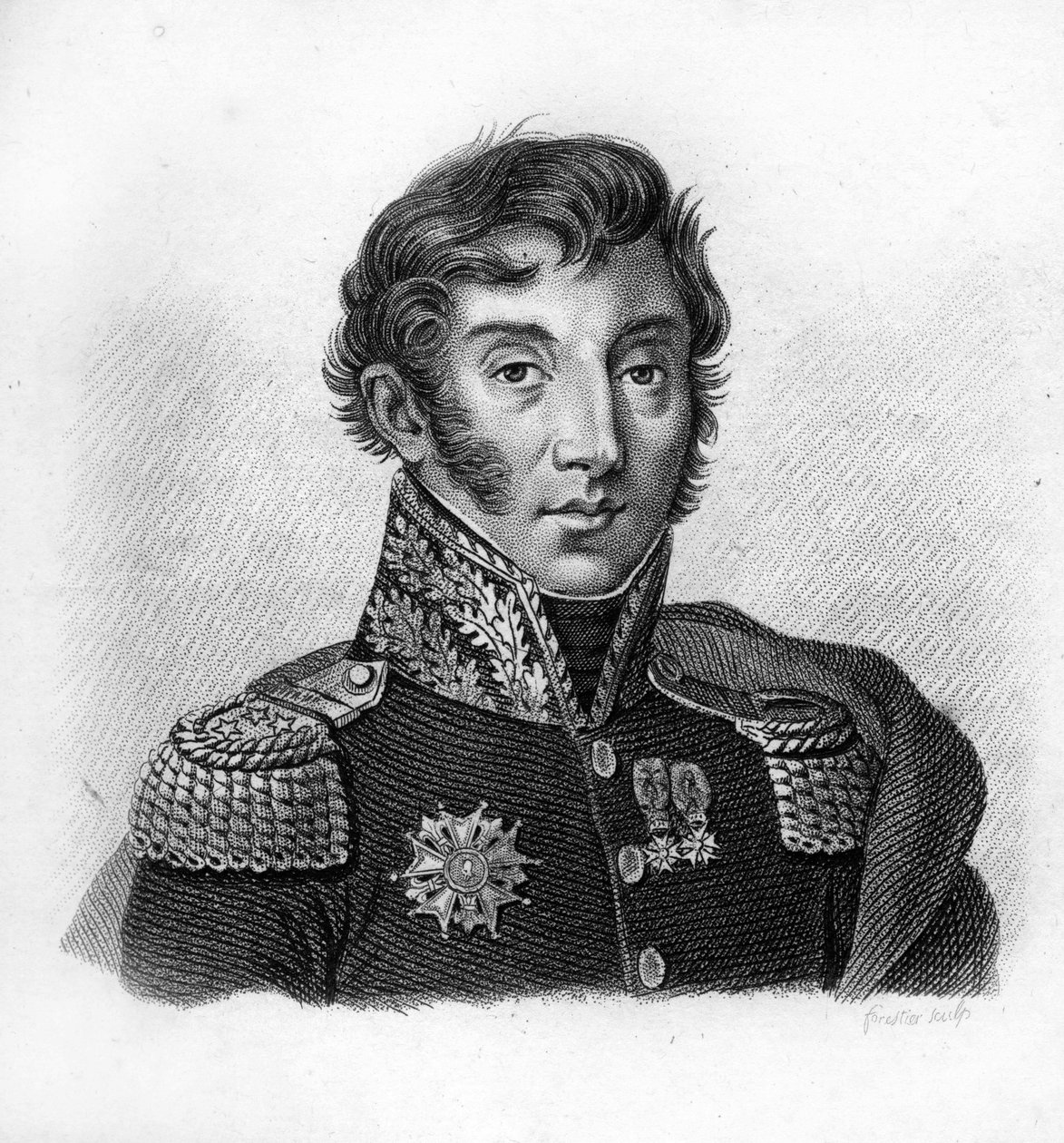 Hrabia Jean Maximilien Lamarque (1770-1832), generał i polityk francuski „Portrety generałów francuskich po zwycięstwach i podbojach Francuzów”. Grawerowane przez Ambroise Tardieu w 1818 roku. Kolekcja Stella. autorstwa Ambroise Tardieu