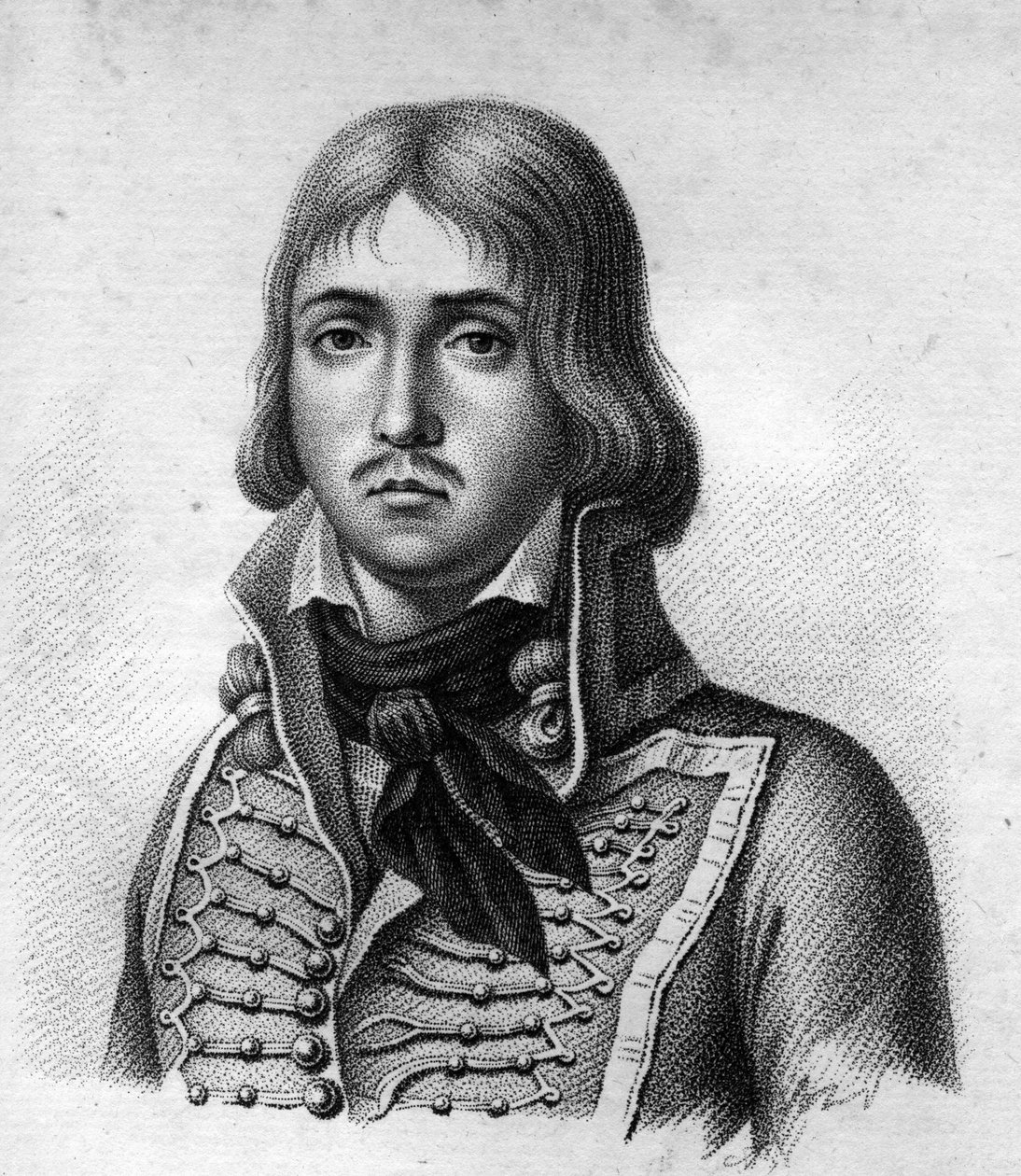 Generał Marceau.François Séverin Marceau Desgraviers Generał français (1769 do 1796).w „Portrety francuskich generałów po zwycięstwach i podbojach Francuzów”. Grawerowane przez Ambroise Tardieu w 1818 roku. Kolekcja Stella. autorstwa Ambroise Tardieu