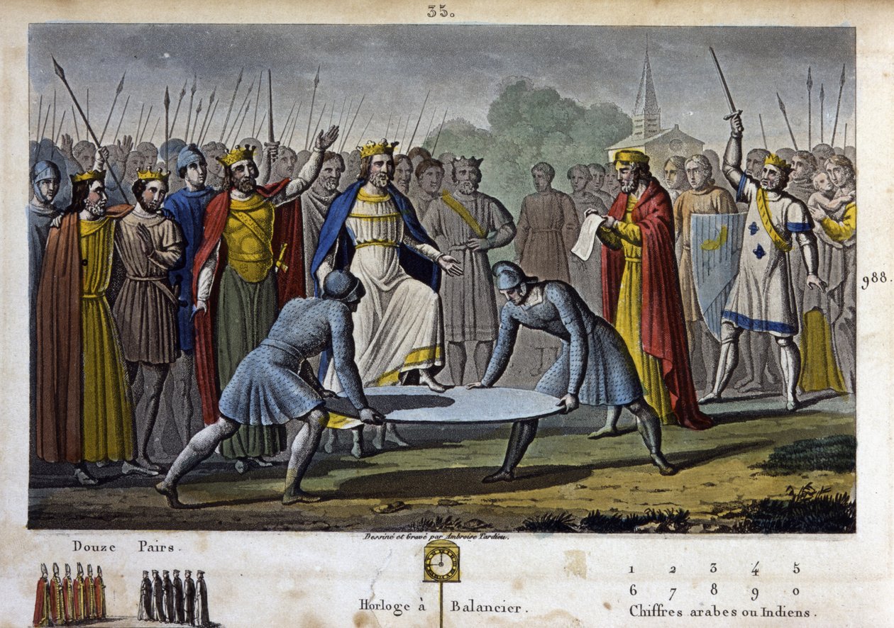 Hugues Capet (v. 941 - 996) został wybrany królem Francji (w 987), za jednomyślną zgodą (w dużej mierze dzięki Gerbertowi d