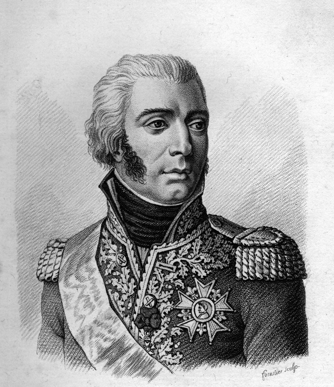 Jean - Baptiste Bessières Książę Istrii Maréchal we Francji (1768 do 1813).- w Portretach generałów francuskich po zwycięstwach i podbojach Francuzów. Grawerowane przez Ambroise Tardieu w 1818 roku. Kolekcja Stella. autorstwa Ambroise Tardieu