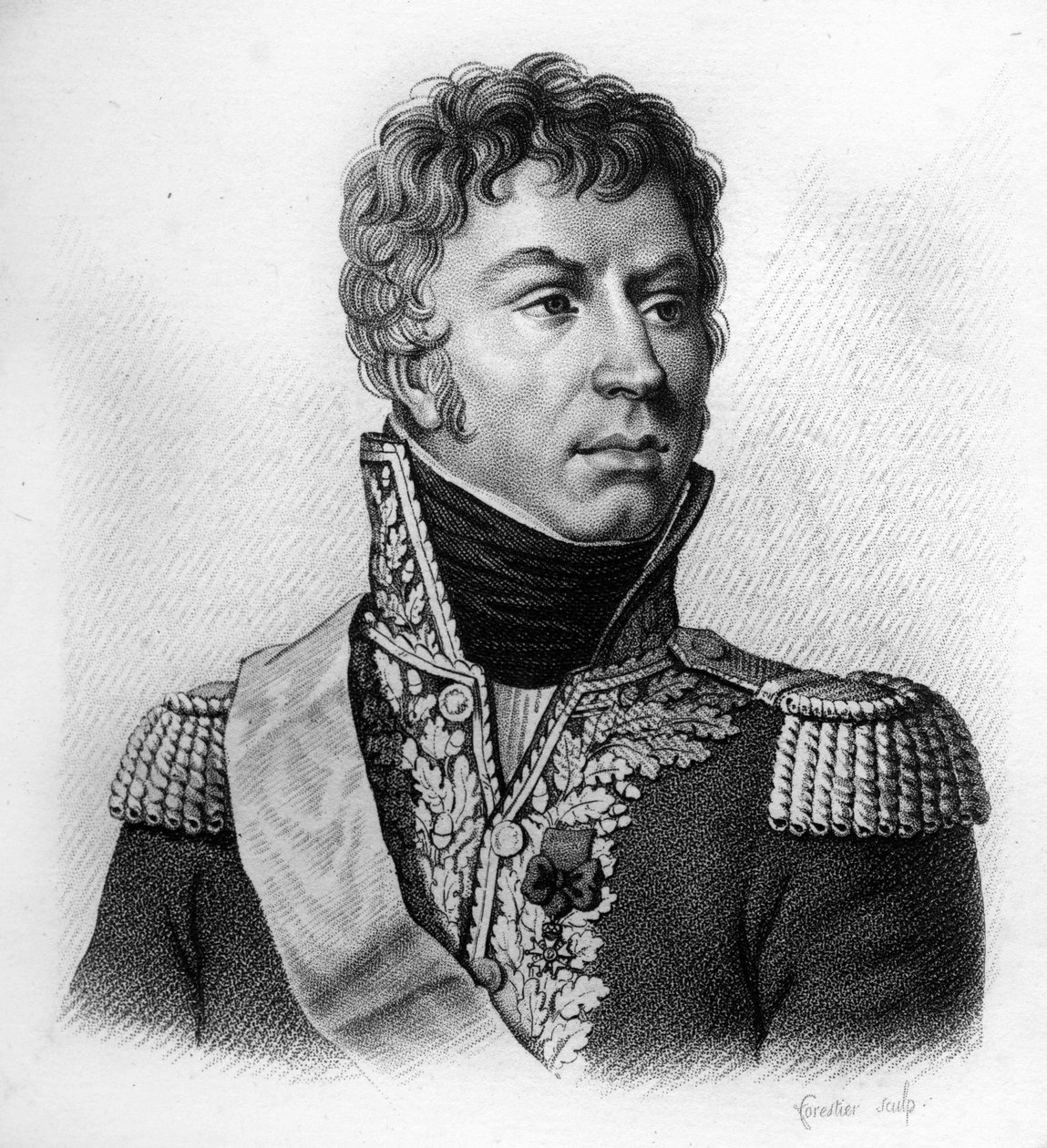 Jean Louis Ebenezer REYNIER (1771-1814) - w „Portretach francuskich generałów po zwycięstwach i podbojach Francuzów”. Grawerowane przez Ambroise Tardieu w 1818 roku. Kolekcja Stella. autorstwa Ambroise Tardieu
