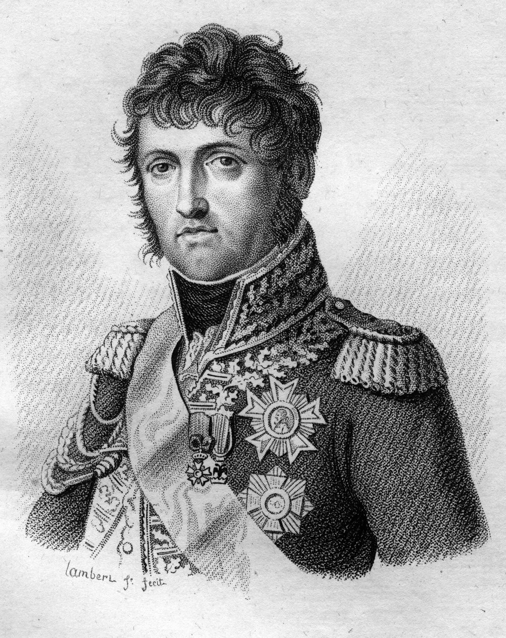 Jan Boży Nicolas Soult, książę Dalmacji. Generał, a następnie marszałek Francji (1769 - 1851) w „”Portrety francuskich generałów po zwycięstwach i podbojach Francuzów”” Grawerowane przez Ambroise Tardieu w 1818 r. Kolekcja Stella. autorstwa Ambroise Tardieu