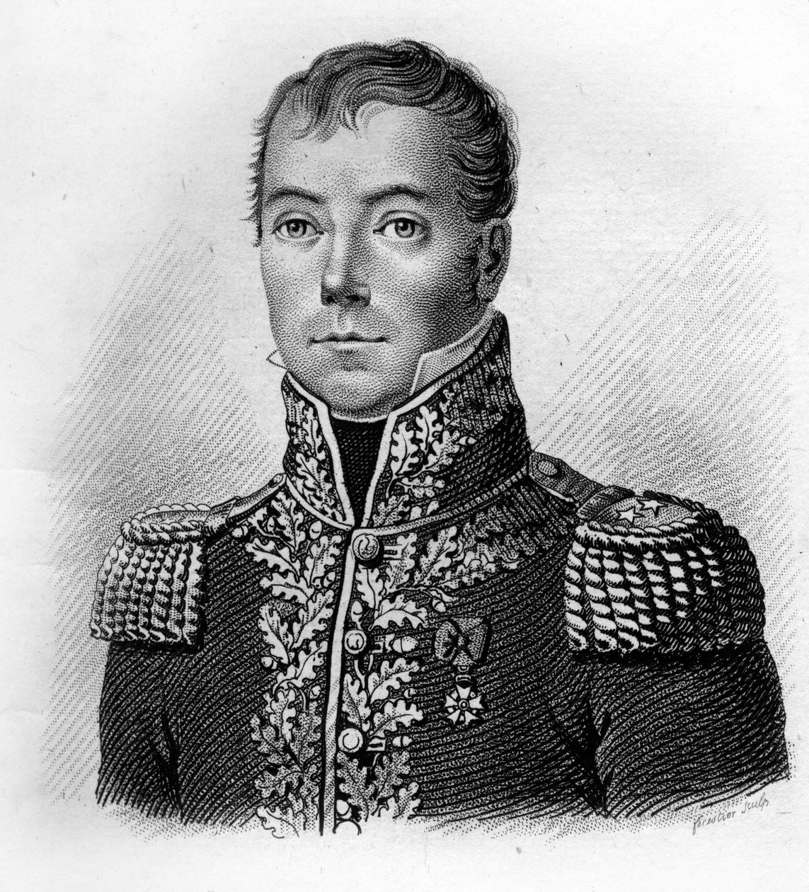 Generał Jean Pierre BECHE. 1770-1814.in „”Portrety generałów francuskich””. Grawerowane przez Ambroise Tardieu w 1818 roku. Kolekcja Stella autorstwa Ambroise Tardieu