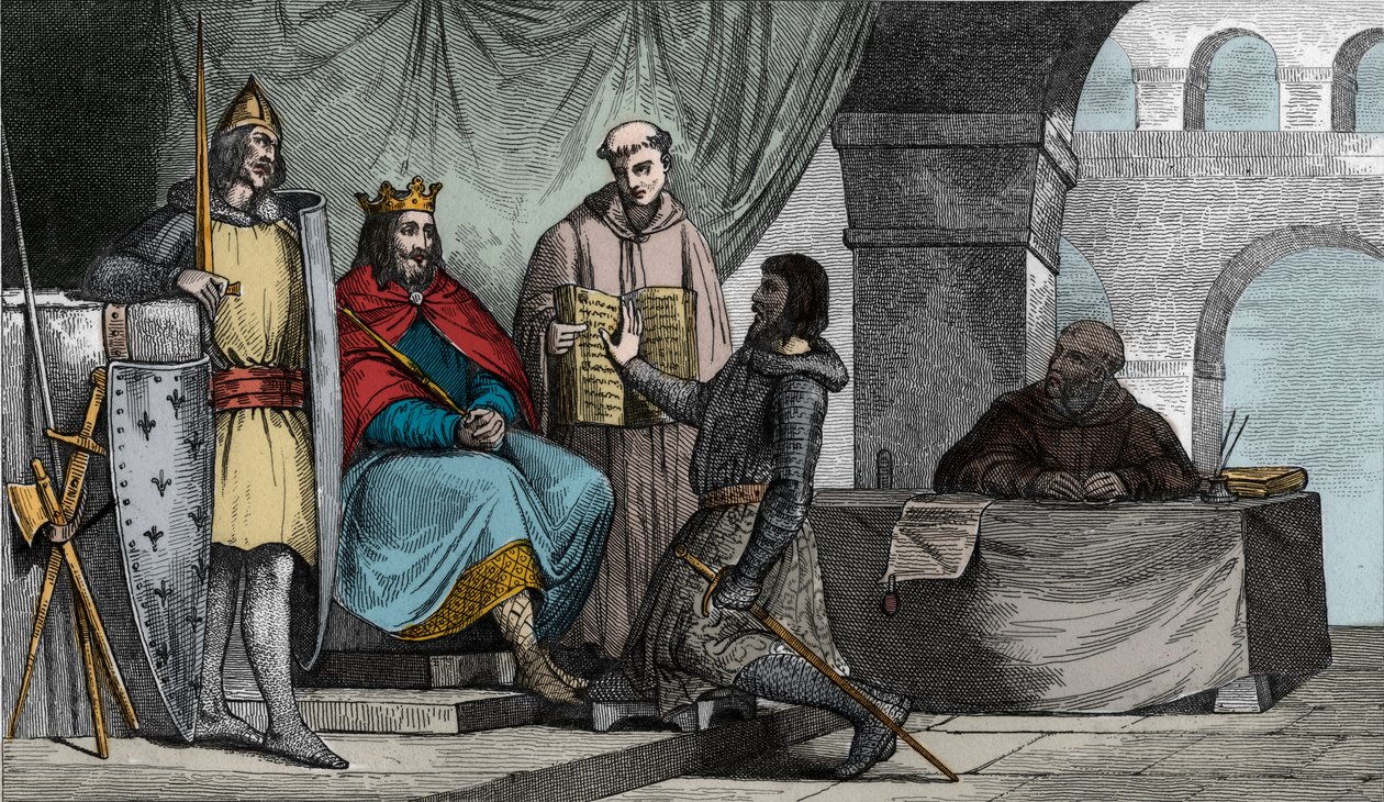 Ludwik II (848-79) Stammerer otrzymuje przysięgę wierności od szlachcica - autorstwa Ambroise Tardieu