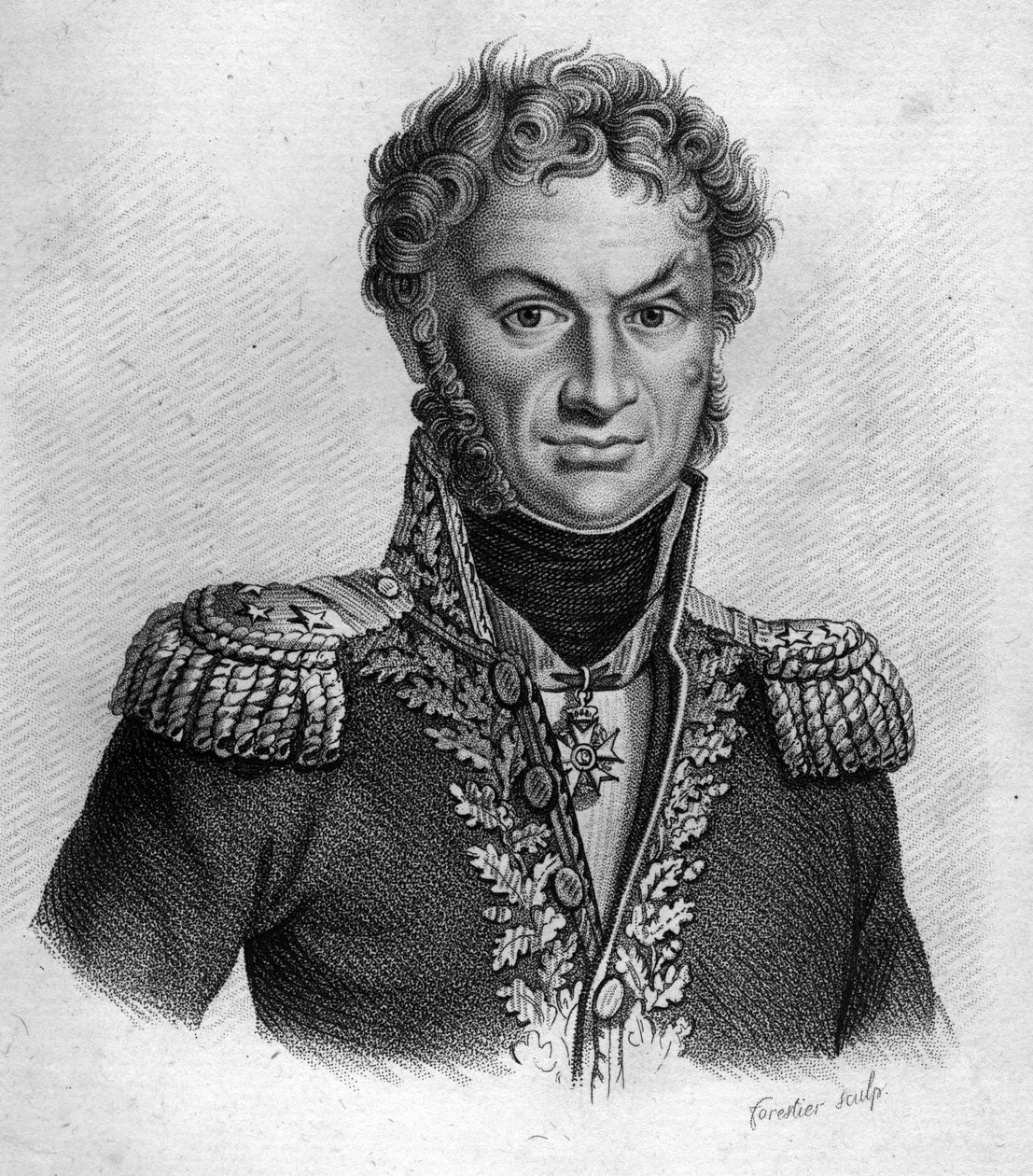 Pierre Cambronne (1770-1842), francuski generał – w „Portretach francuskich generałów po zwycięstwach i podbojach Francuzów”. Grawerowane przez Ambroise Tardieu w 1818 roku. Kolekcja Stella. autorstwa Ambroise Tardieu