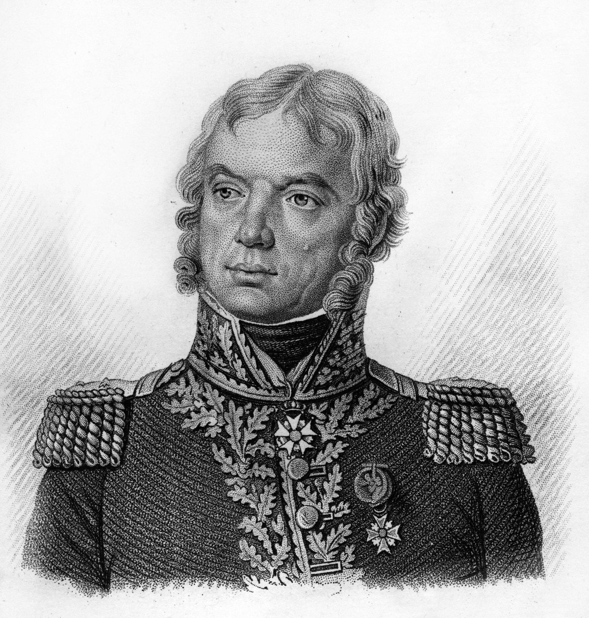 Portret Francois Etienne Damasa, francuskiego generała (1764-1828) - w „”Portretach francuskich generałów po zwycięstwach i podbojach Francuzów””. Grób Ambroise Tardieu w 1818 r. Kolekcja Stella. autorstwa Ambroise Tardieu
