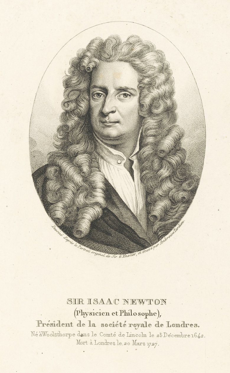Portret sir Izaaka Newtona 1642-1727, c. 1830-1840. autorstwa Ambroise Tardieu
