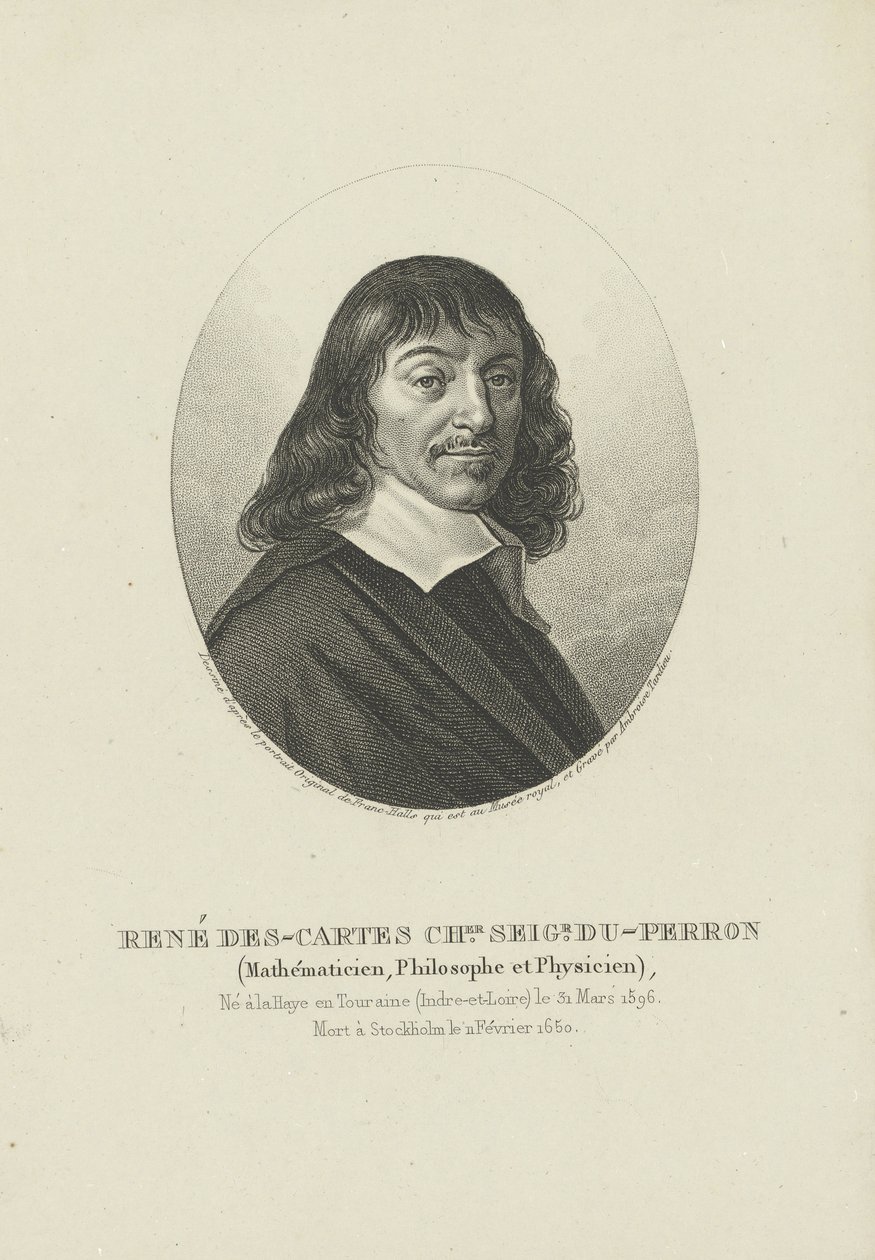 Portret filozofa René Descartes 1596-1650, ok. 1820. autorstwa Ambroise Tardieu