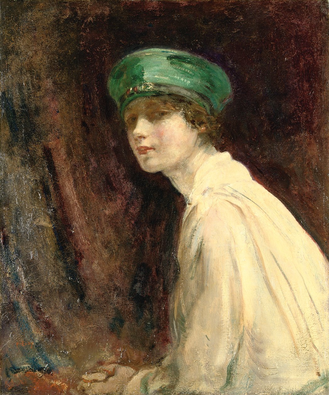 „Zielony kapelusz”, portret pani Claude Johnson, 1918 r. autorstwa Ambrose McEvoy
