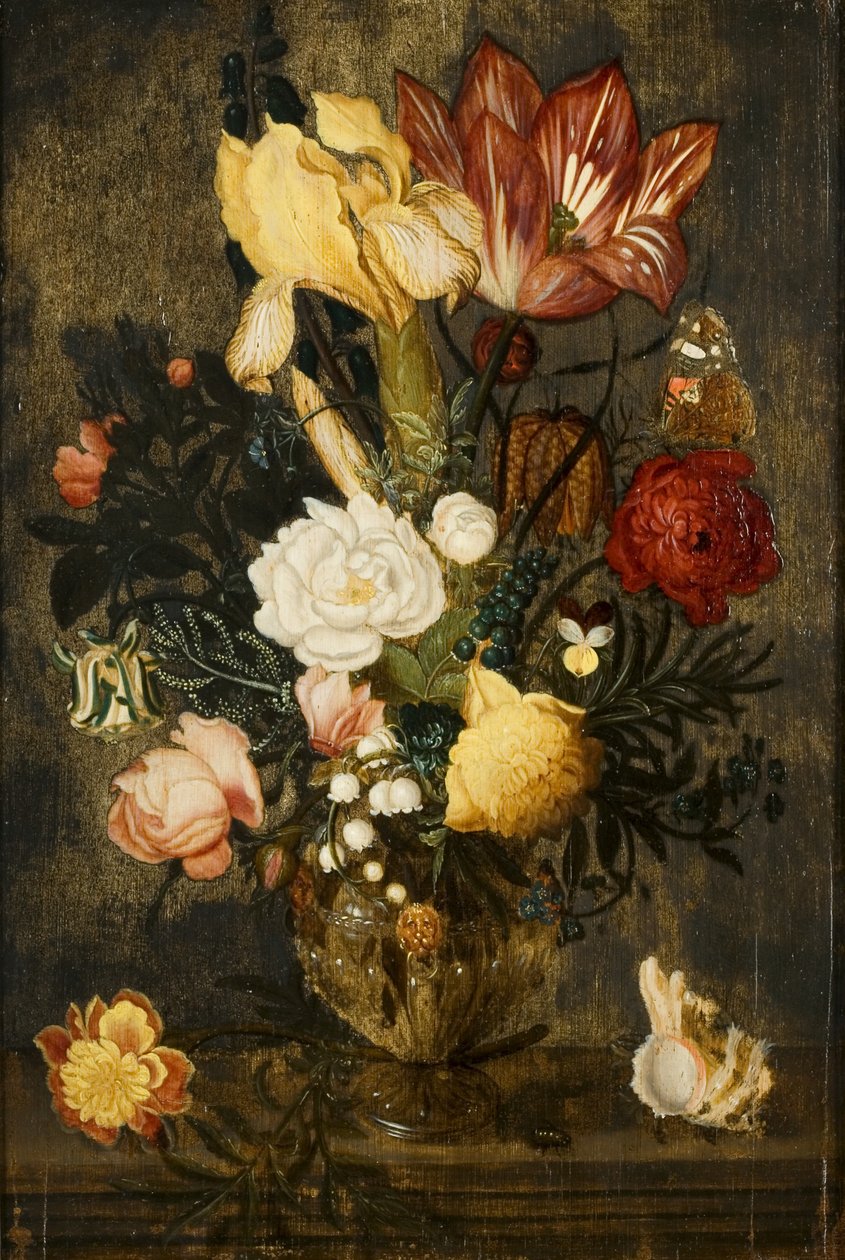 Kwiaty w wazonie z maskami lwa autorstwa Ambrosius the Elder Bosschaert