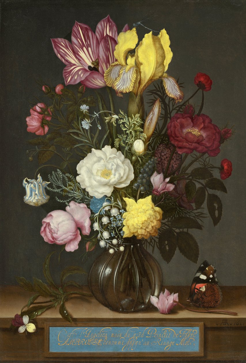Bukiet kwiatów w szklanym wazonie autorstwa Ambrosius the Elder Bosschaert