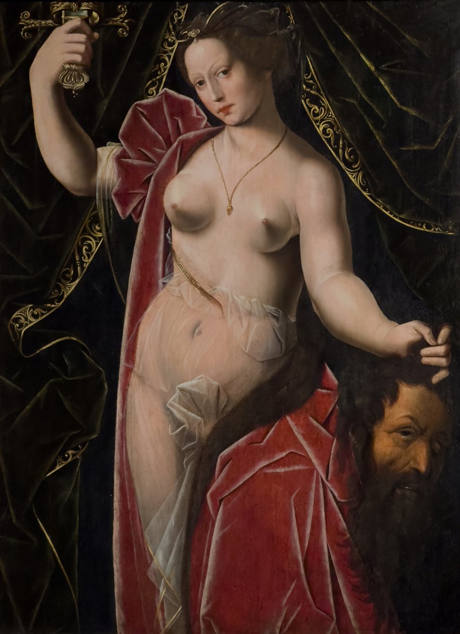 Judyta trzymająca głowę Holofernesa, ok. 1530-1533 (olej na drewnie) autorstwa Ambrosius (after) Benson