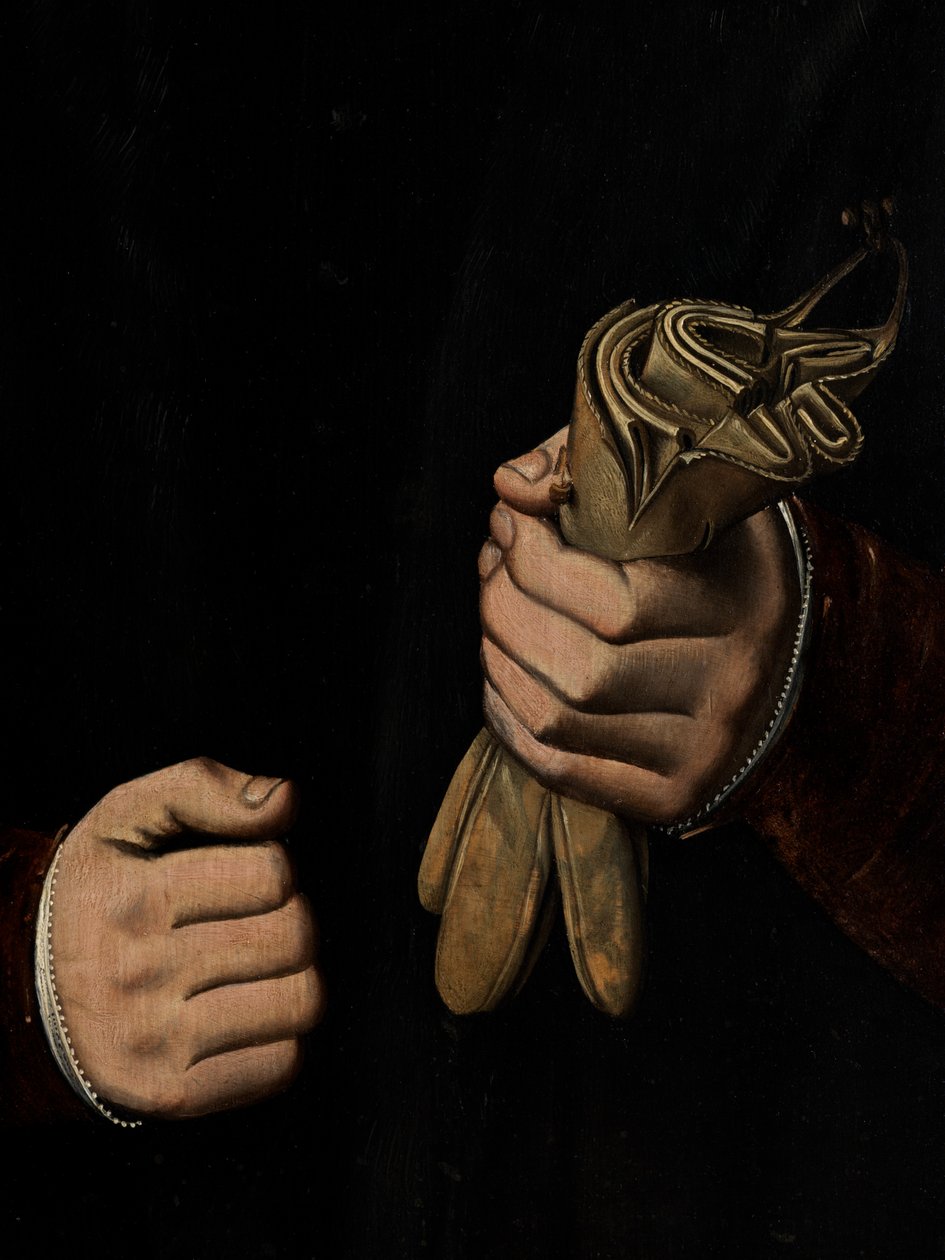 Fragment portretu Otho Stochovena (olej na desce) autorstwa Ambrosius Benson
