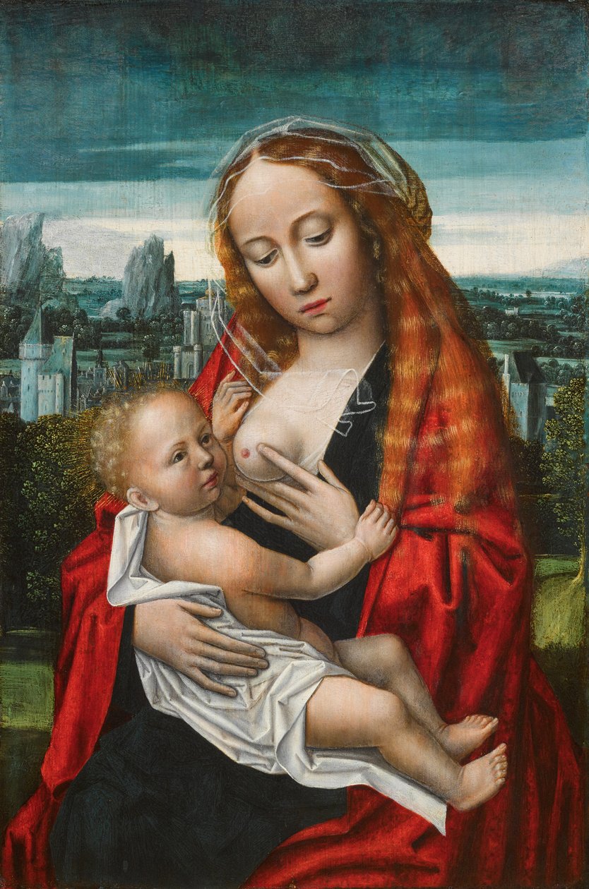 Niderlandzki: Maria z dzieckiem na tle pejzażu Dziewica z Dzieciątkiem autorstwa Ambrosius Benson
