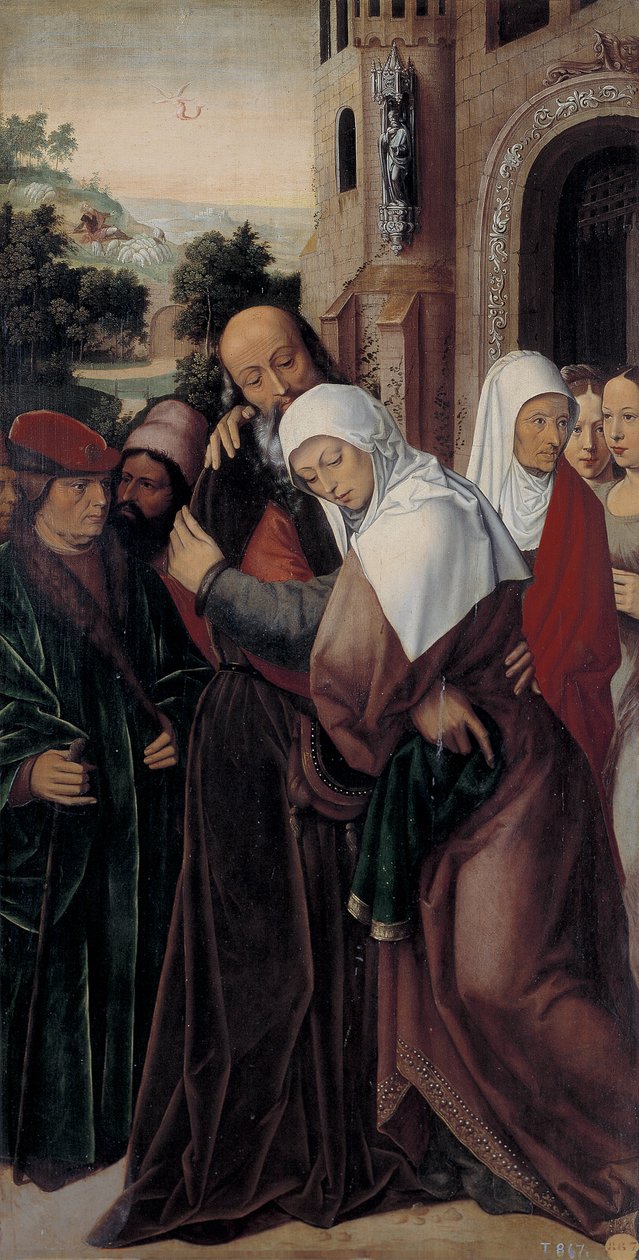 Spotkanie świętych Joachima i Anny przy Złotej Bramie autorstwa Ambrosius Benson