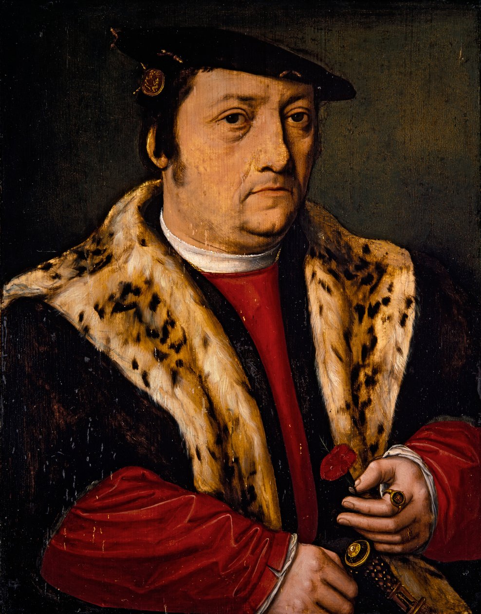 Portret mężczyzny z różem autorstwa Ambrosius Benson