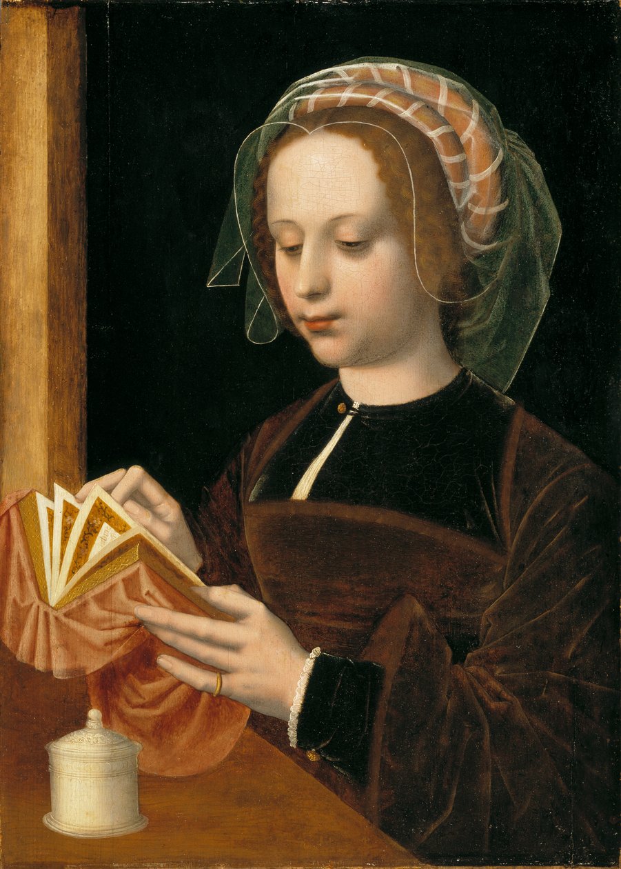 Czytanie w Magdalence, ok. 1530-50 autorstwa Ambrosius Benson