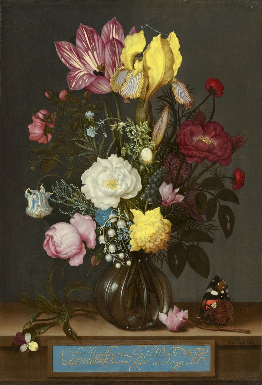 Bukiet kwiatów w szklanym wazonie autorstwa Ambrosius the Elder Bosschaert