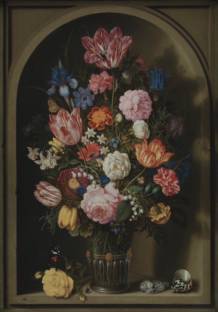 Bukiet kwiatów w kamiennej niszy autorstwa Ambrosius the Elder Bosschaert