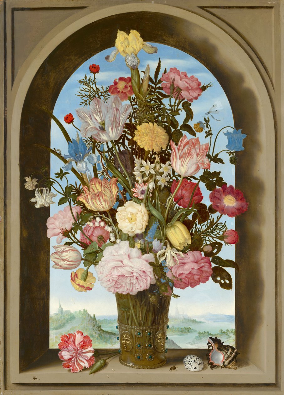 Wazon z kwiatami w oknie, ok.1618 autorstwa Ambrosius the Elder Bosschaert