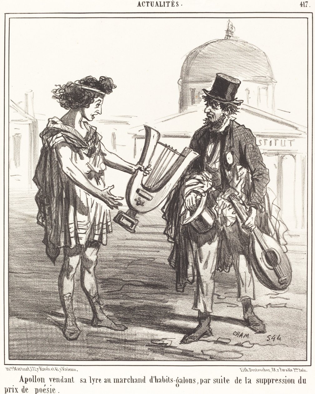 Apollo sprzedaje swoją lirę autorstwa Amédée Charles Henri Cham