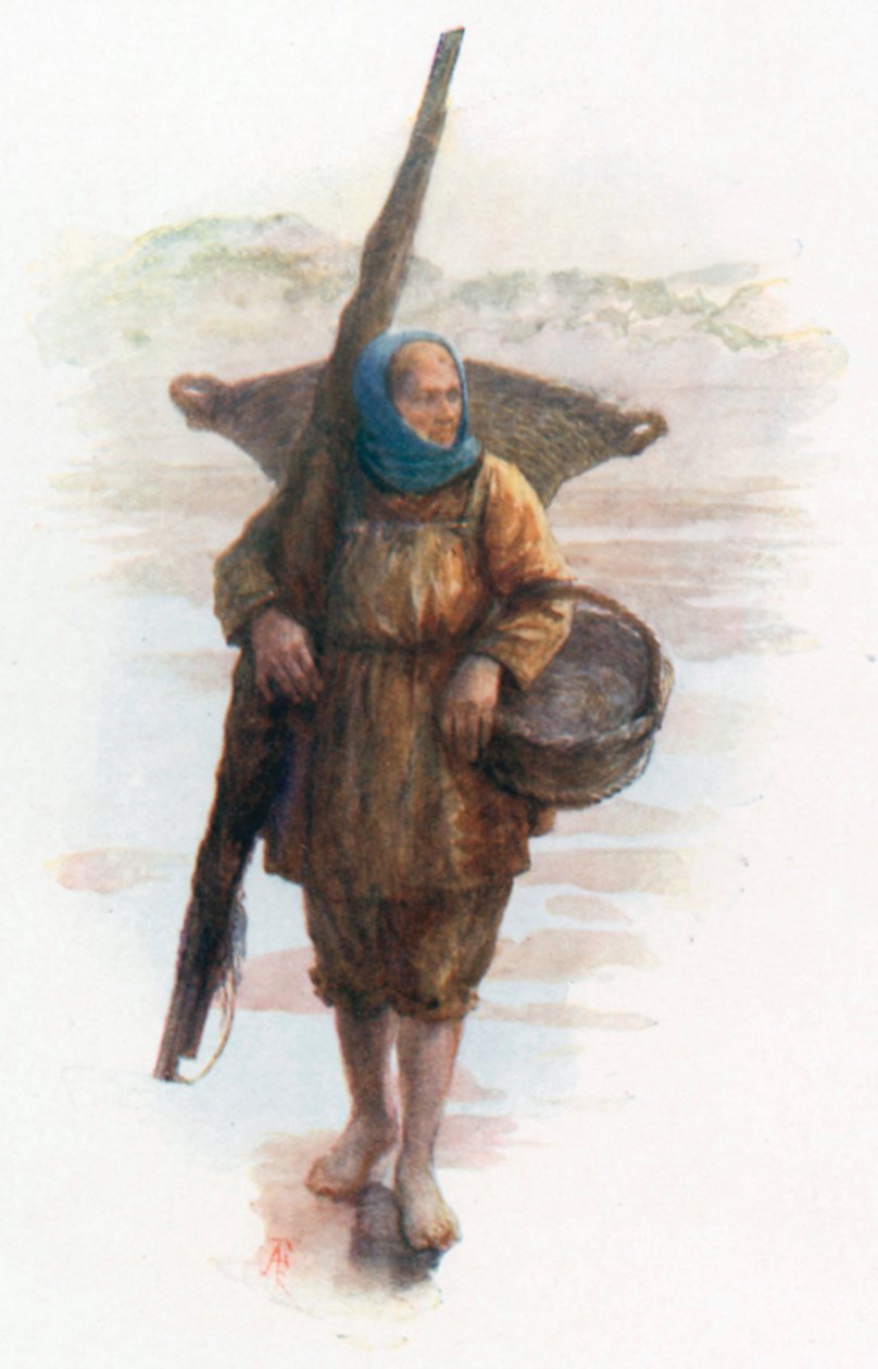 A Shrimper, Coxyde (kolorowa litografia) autorstwa Amedee (after) Forestier