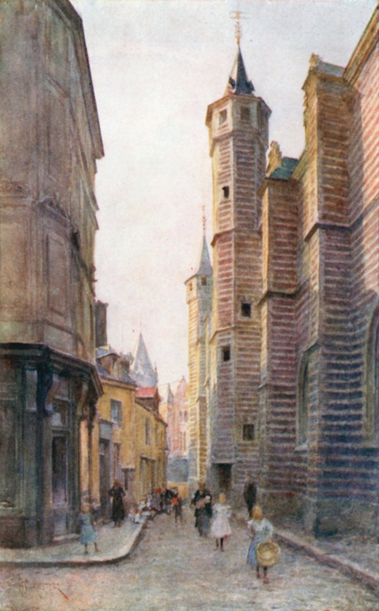 Vieille Boucherie, Antwerpia (kolorowa litografia) autorstwa Amedee (after) Forestier