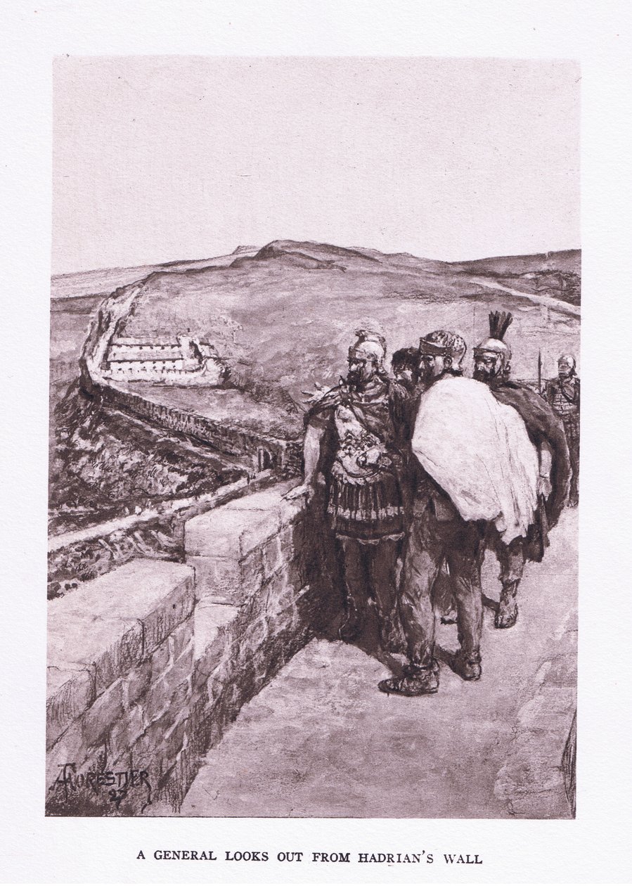 Generał spogląda na Mur Hadriana, ilustracja z filmu Żołnierz rzymski, 1928 autorstwa Amedee Forestier