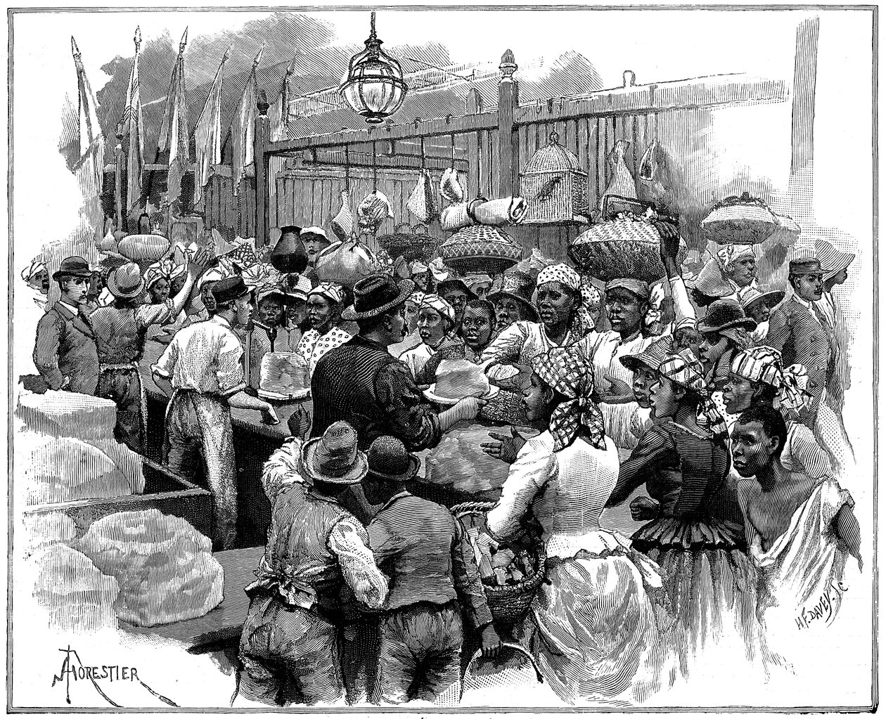 Stoisko lodowe na targu, Georgetown, Demerara, Gujana Gujana Brytyjska, 1888 autorstwa Amedee Forestier