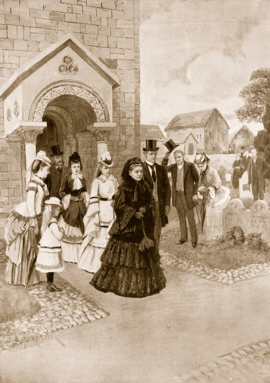Życie królowej Wiktorii w Osborne: Jej Wysokość w kościele Whippingham, z „The Illustrated London News”, 1901 autorstwa Amedee Forestier