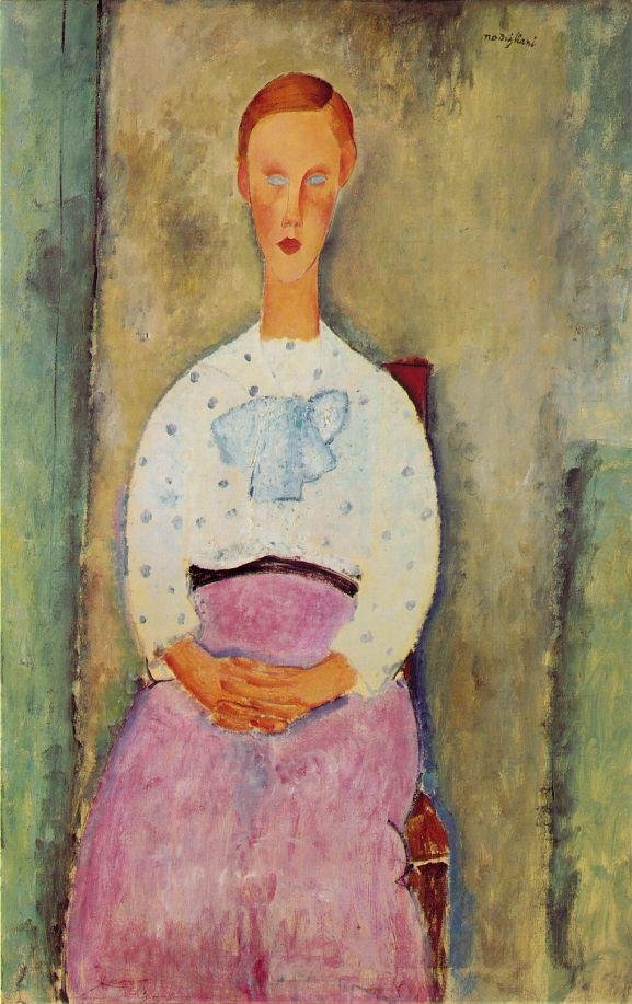 Młoda dziewczyna z gorsetem w kropki autorstwa Amedeo Modigliani