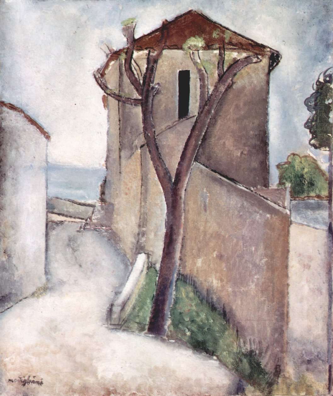 Drzewo i dom autorstwa Amedeo Modigliani