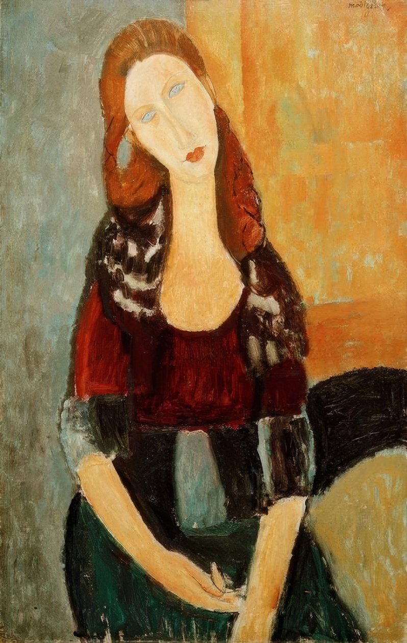 Jeanne Hébuterne w pozycji siedzącej autorstwa Amedeo Modigliani