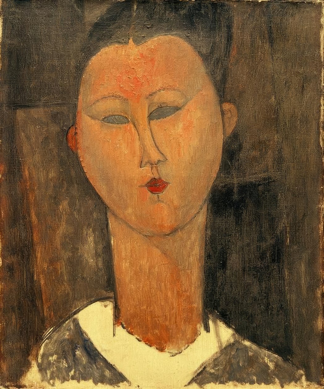 Młoda kobieta z białym kołnierzykiem autorstwa Amedeo Modigliani
