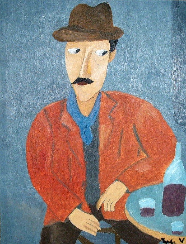 Mężczyzna z kieliszkiem wina autorstwa Amedeo Modigliani