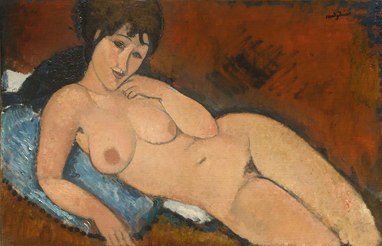 Akt na niebieskiej poduszce autorstwa Amedeo Modigliani