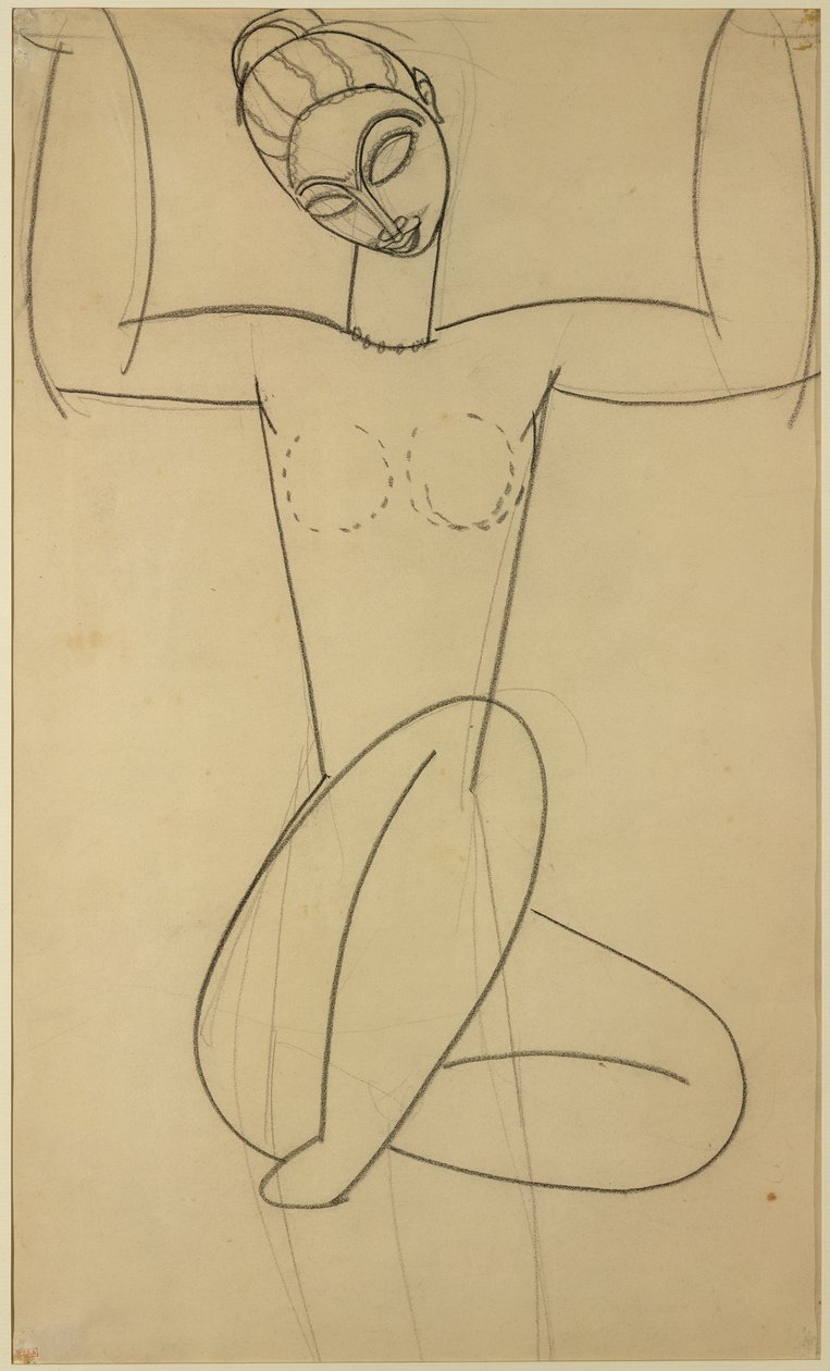 Siedząca kariatyda, ok. 1911 (węgiel drzewny na papierze) autorstwa Amedeo Modigliani