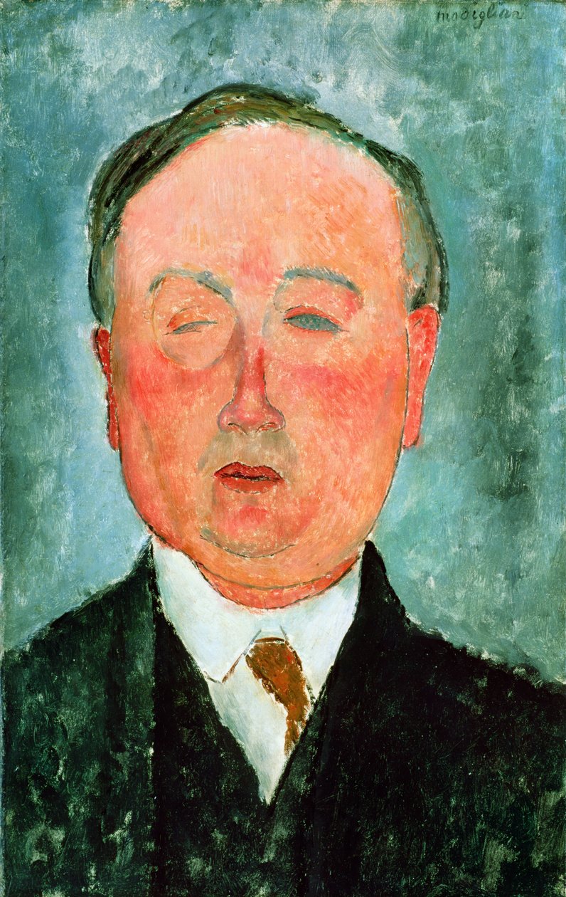Człowiek z monoklem, podobno Bidou, ok. 1918-19 autorstwa Amedeo Modigliani