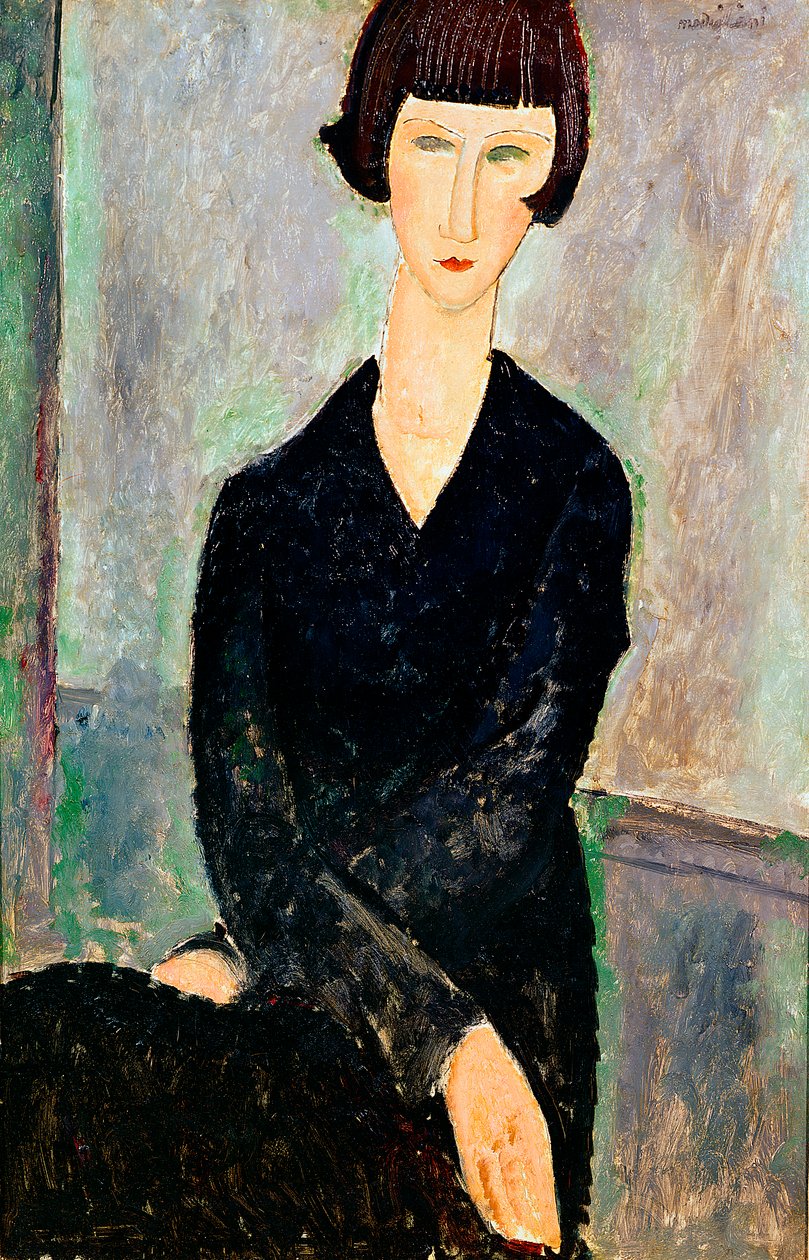 Kobieta w czarnej sukience (olej) autorstwa Amedeo Modigliani