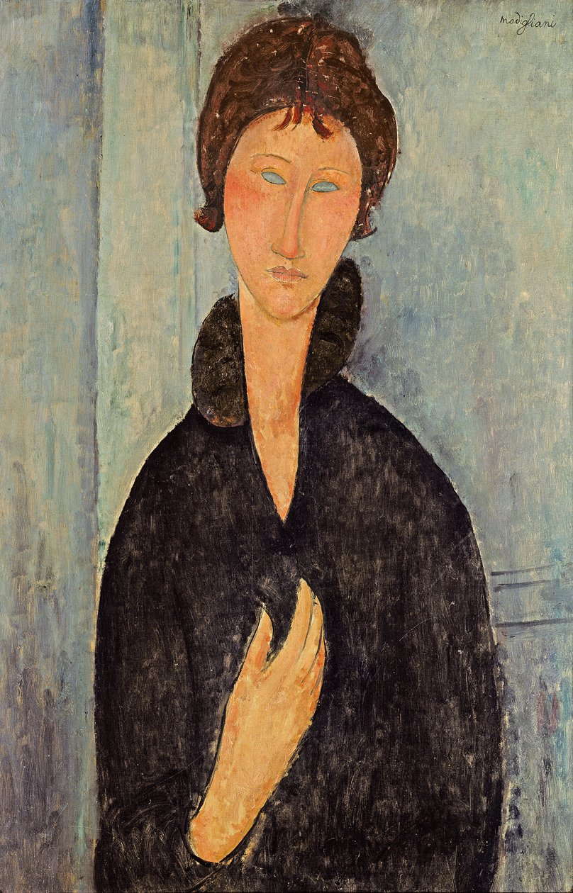 Kobieta o niebieskich oczach, ok. 1918 r. autorstwa Amedeo Modigliani