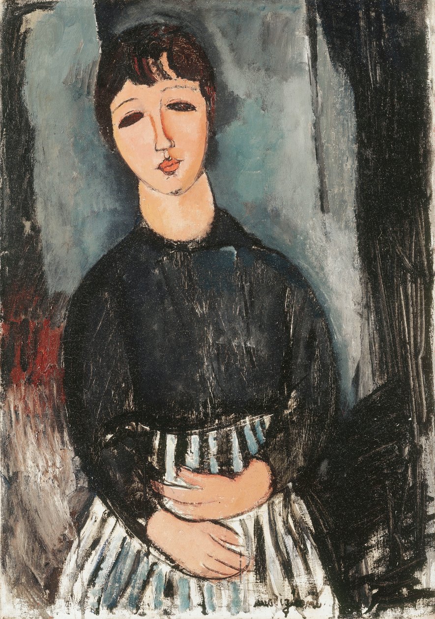 Sługa w pasiastym fartuchu, 1916 autorstwa Amedeo Modigliani