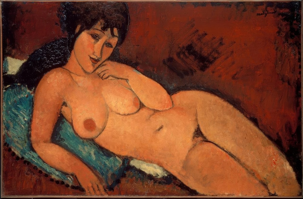 Akt na niebieskiej poduszce autorstwa Amedeo Modigliani