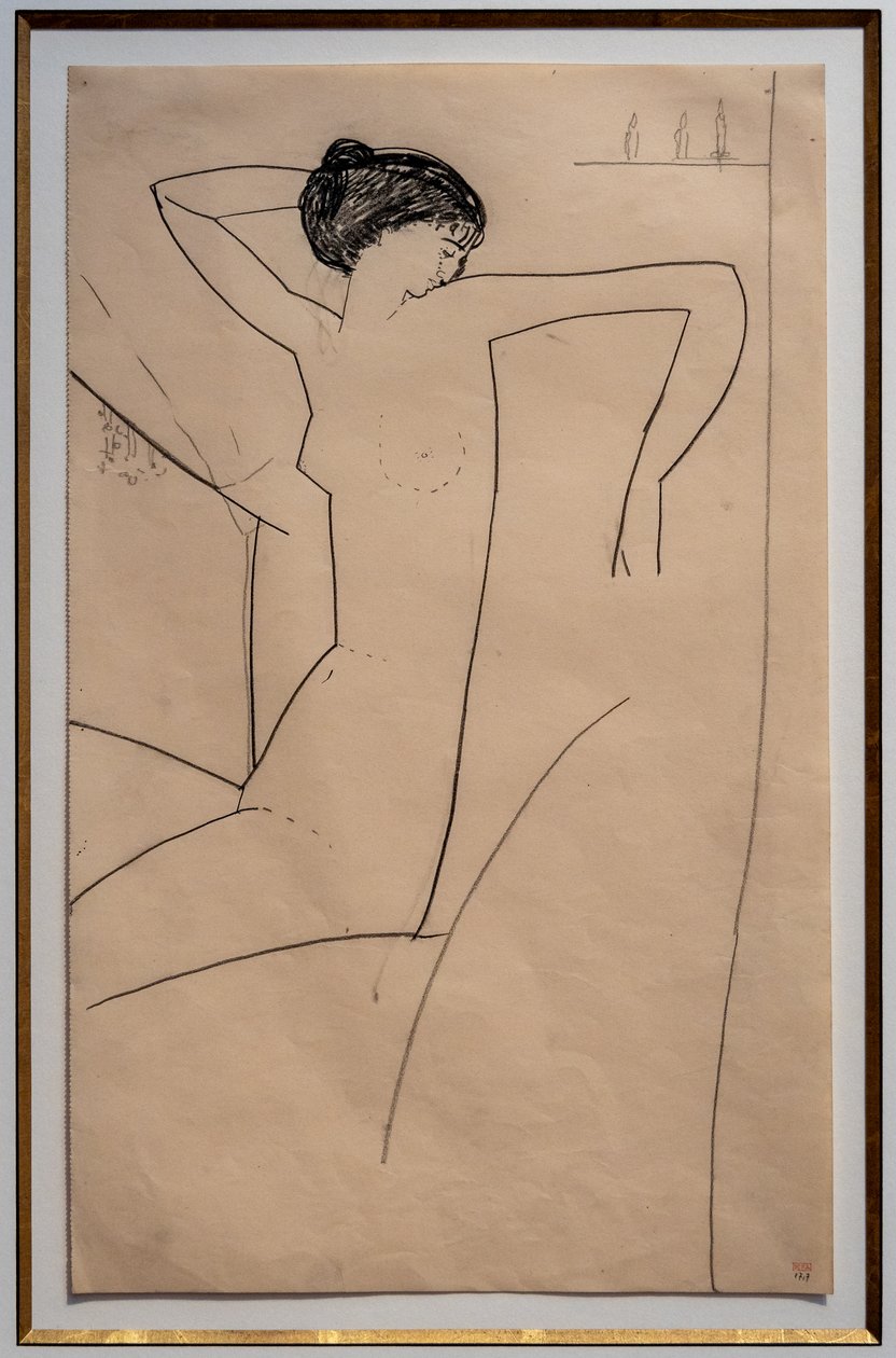 Anna Achmatowa, siedzi nago, opierając głowę na lewym ramieniu autorstwa Amedeo Modigliani