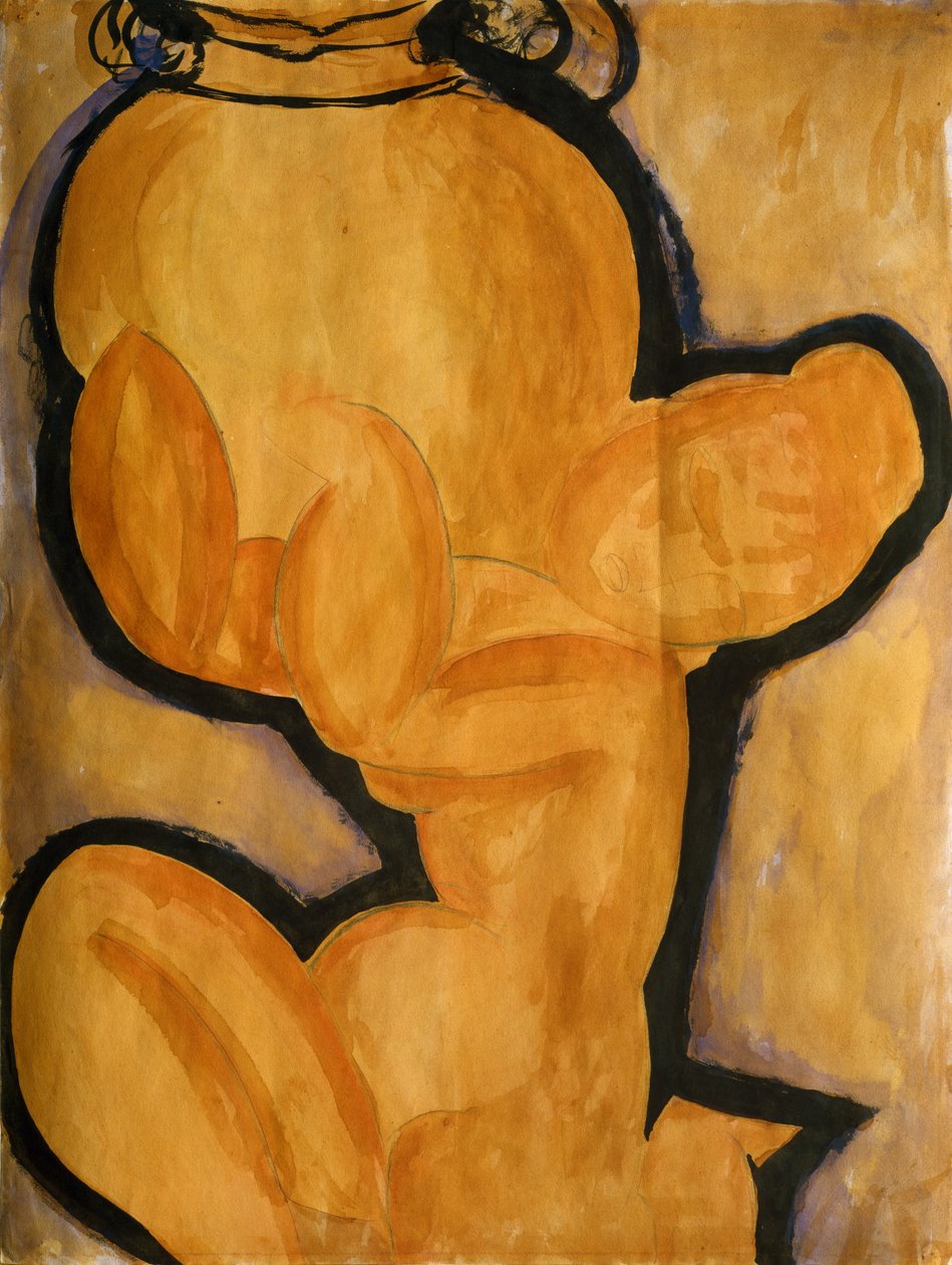 Kariatyda z wazą, ok. 1913-14 autorstwa Amedeo Modigliani