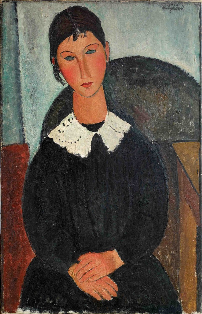 Elvira z białym kołnierzykiem, 1917-1918. autorstwa Amedeo Modigliani