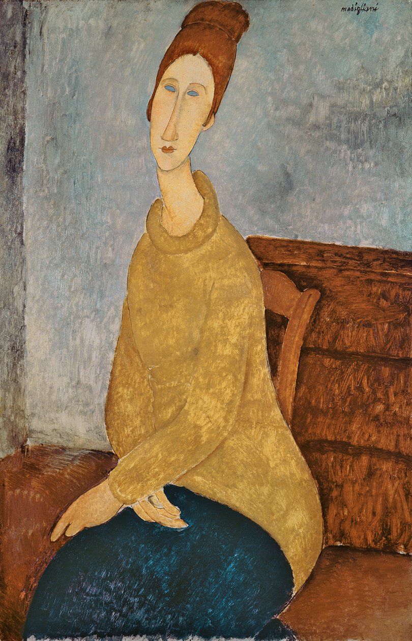 Jeanne Hebuterne w żółtym swetrze, 1918-19 autorstwa Amedeo Modigliani