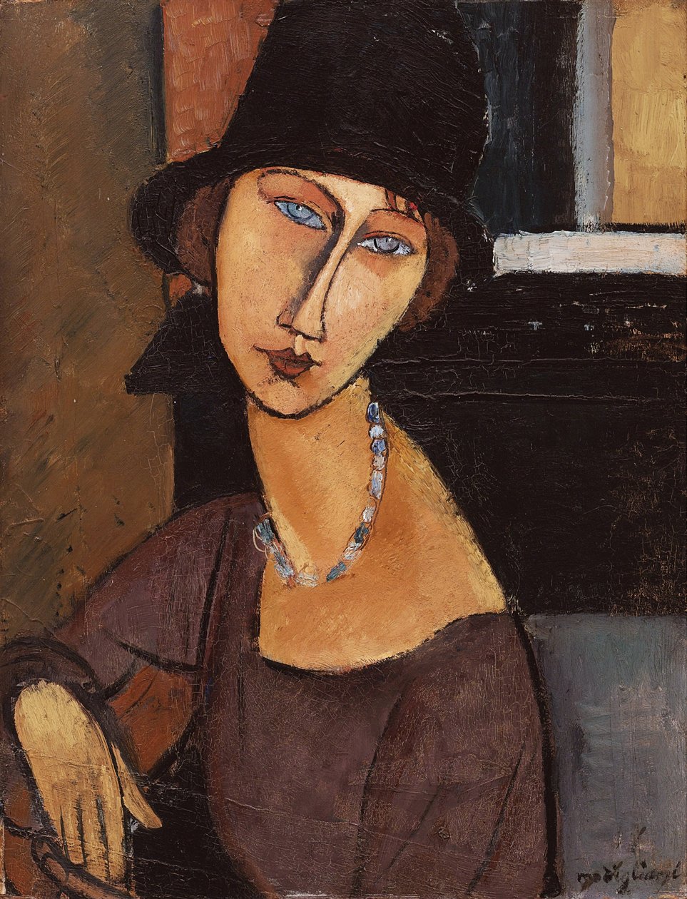Jeanne Hebuterne w kapeluszu, 1917 autorstwa Amedeo Modigliani
