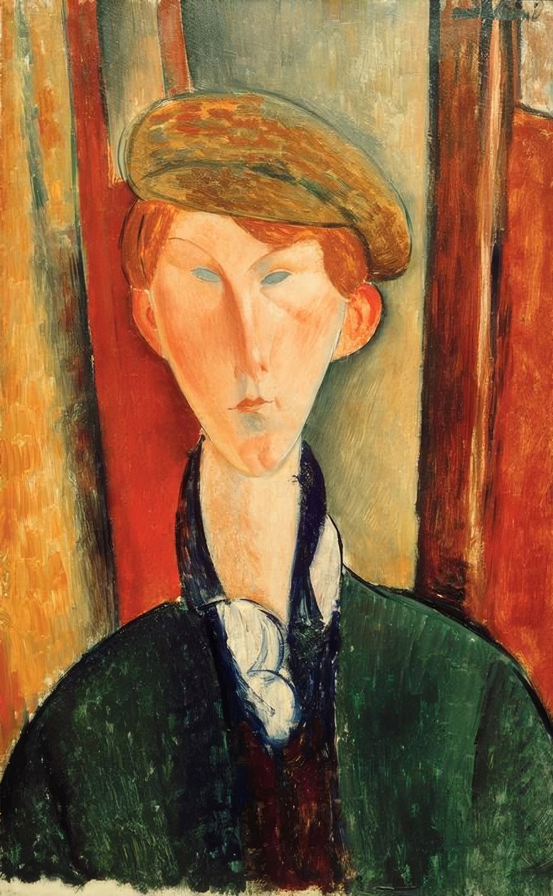 Młody mężczyzna w czapce autorstwa Amedeo Modigliani