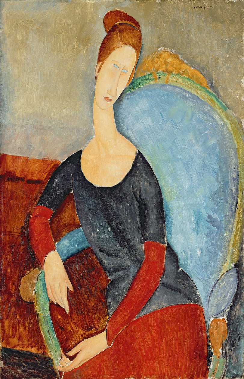 Mme Hebuterne w niebieskim fotelu, 1918 autorstwa Amedeo Modigliani